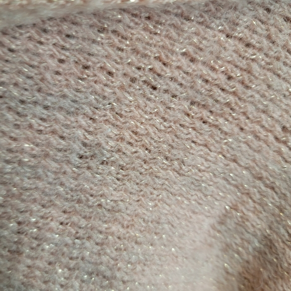 CHICO'S Cozy Stripe Cowl Neck Shimmery Metallic Fringe Poncho NWT OS - Picture 5 of 8